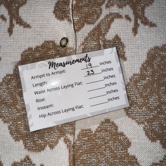 Isaac Mizrahi Live Floral Button Front Cardigan Sweater Cream Small - Picture 6 of 6